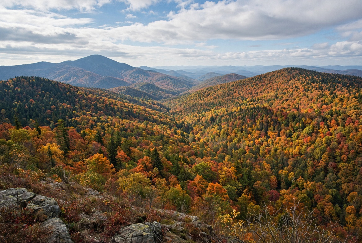 Scenic autumn landscape in the Catskill Mountains near New York City