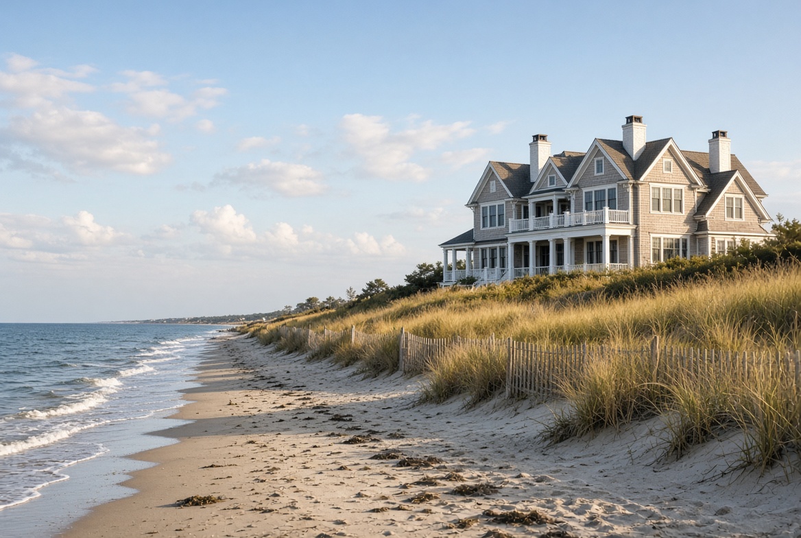Elegant beach house on dunes in the Hamptons